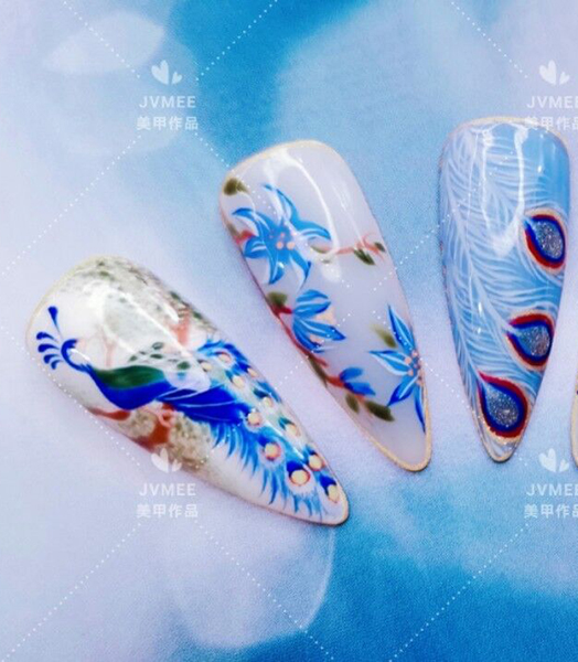 国风彩绘 孔雀甲作品
