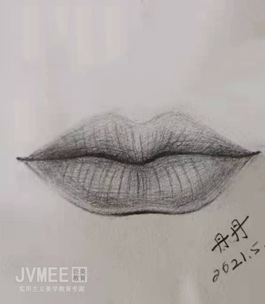 唇部素描-学生作品
