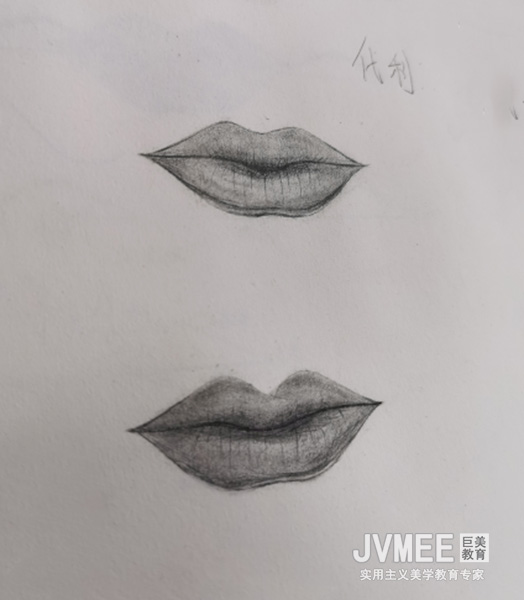 唇部素描-学生作品